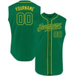 Personalized Custom Name and Number Kelly Green-Gold Baseball Jersey Authentic Sleeveless Design Personalized Kelly Green