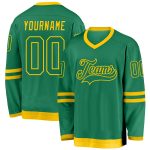 Custom Name and Number Kelly Green-Gold Hockey Jersey - Personalized Team Jersey Personalized Kelly Green Kelly Green-Gold