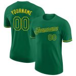 Custom Name and Number Kelly Green-Gold Performance T-Shirt - Personalized Team Apparel Personalized Kelly Green Kelly Green-Gold