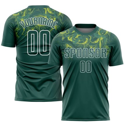 Personalized Green Gold Soccer Jersey Uniform - Sublimation Design, Customizable Name and Number Personalized Kelly Green