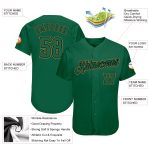 Personalized Kelly Green Authentic Baseball Jersey in Old Gold - Custom Team Apparel Personalized Kelly Green Kelly Green-Old