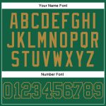 Custom Name and Number Personalized Kelly Green Baseball Jersey - Team Authentic Old Gold Design Personalized Kelly Green