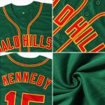 Custom Name and Number Personalized Kelly Green Baseball Jersey - Team Authentic Old Gold Design Personalized Kelly Green