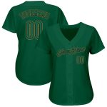 Personalized Kelly Green Authentic Baseball Jersey in Old Gold - Custom Team Apparel Personalized Kelly Green Kelly Green-Old