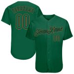 Personalized Kelly Green Authentic Baseball Jersey in Old Gold - Custom Team Apparel Personalized Kelly Green Kelly Green-Old