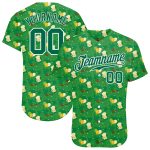 Custom St. Patricks Day Baseball Jersey with Personalized Name & Number, 3D Kelly Green-White Design, Authentic Team Apparel