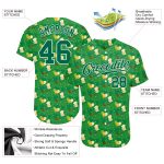 Custom St. Patricks Day Baseball Jersey with Personalized Name & Number, 3D Kelly Green-White Design, Authentic Team Apparel