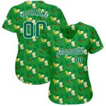 Custom St. Patricks Day Baseball Jersey with Personalized Name & Number, 3D Kelly Green-White Design, Authentic Team Apparel
