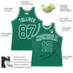 Custom Name Number Authentic Throwback Basketball Jersey Kelly Green White - Personalized Sports Apparel Personalized Kelly