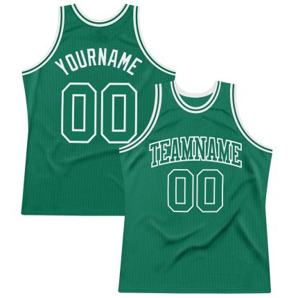 Custom Name Number Authentic Throwback Basketball Jersey Kelly Green White - Personalized Sports Apparel Personalized Kelly
