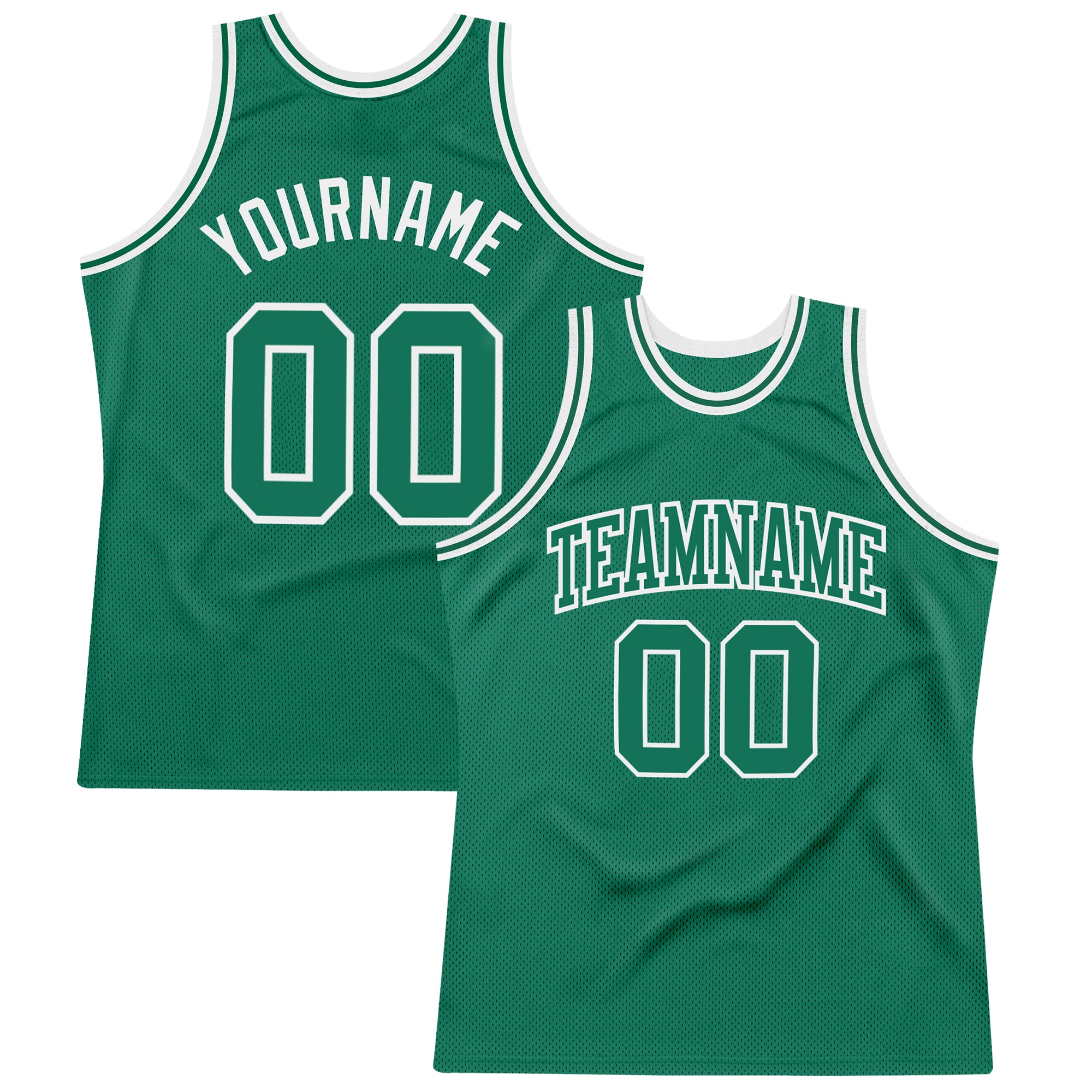 Custom Name Number Authentic Throwback Basketball Jersey Kelly Green White - Personalized Sports Apparel Personalized Kelly