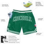 Custom Kelly Green and White Throwback Basketball Shorts with Name and Number - Personalized Team Apparel Personalized Kelly