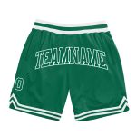 Custom Kelly Green and White Throwback Basketball Shorts with Name and Number - Personalized Team Apparel Personalized Kelly