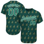 Personalized Kelly Green White Christmas 3D Baseball Jersey for Men and Women Personalized Kelly Green Kelly Green-White