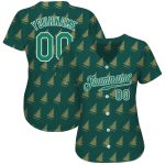 Personalized Kelly Green White Christmas 3D Baseball Jersey for Men and Women Personalized Kelly Green Kelly Green-White