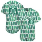 Custom Name and Number 3D Baseball Jersey - Personalized Kelly Green and White Christmas Design Personalized Kelly Green