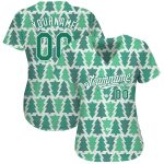 Custom Name and Number 3D Baseball Jersey - Personalized Kelly Green and White Christmas Design Personalized Kelly Green