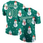 Custom 3D Performance T-Shirt with Team Name and Number - Personalized Kelly Green and White Christmas Style Personalized