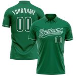 Custom Name and Number Performance Vapor Golf Polo Shirt - Kelly Green and White Personalized Kelly Green Kelly Green-White