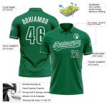 Custom Name and Number Performance Vapor Golf Polo Shirt - Kelly Green and White Personalized Kelly Green Kelly Green-White