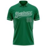 Custom Name and Number Performance Vapor Golf Polo Shirt - Kelly Green and White Personalized Kelly Green Kelly Green-White