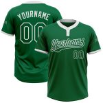 Custom Name and Number Unisex Softball Jersey in Kelly Green and White - Personalized Two-Button Design Personalized Kelly