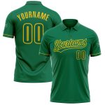 Personalized Custom Name and Number Golf Polo Shirt in Kelly Green-Yellow Performance Vapor for Team Sports Personalized