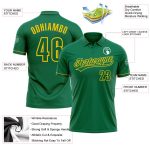 Personalized Custom Name and Number Golf Polo Shirt in Kelly Green-Yellow Performance Vapor for Team Sports Personalized