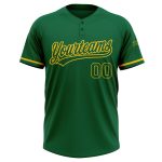 Custom Name and Number Unisex Softball Jersey in Kelly Green and Yellow - Personalized Two-Button Design Personalized Kelly