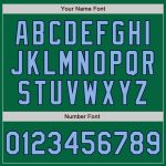 Custom Name and Number Varsity Letterman Jacket - Kelly Green Light Blue Navy Bomber Full-Snap Jacket Personalized Kelly