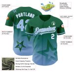 Custom Name and Number Kelly Green Light Blue 3D Twinkle Star Gradient Baseball Jersey Personalized Kelly Green Light Blue-White