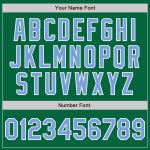 Personalized Two Tone Varsity Letterman Bomber Jacket with Custom Name and Number in Kelly Green Light Blue-White Personalized