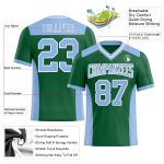 Custom Personalized Football Jersey with Name and Number - Kelly Green Light Blue-White Mesh Personalized Kelly Green Light