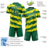 Custom Name and Number Soccer Uniform Jersey - Personalized Kelly Green with Light Yellow-White Splash Personalized Kelly