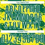 Custom Name and Number Soccer Uniform Jersey - Personalized Kelly Green with Light Yellow-White Splash Personalized Kelly