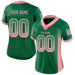 Custom Name and Number Personalized Fashion Football Jersey in Kelly Green with Pink-White Mesh, Medium Size Personalized