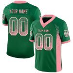 Custom Name and Number Personalized Fashion Football Jersey in Kelly Green with Pink-White Mesh, Medium Size Personalized