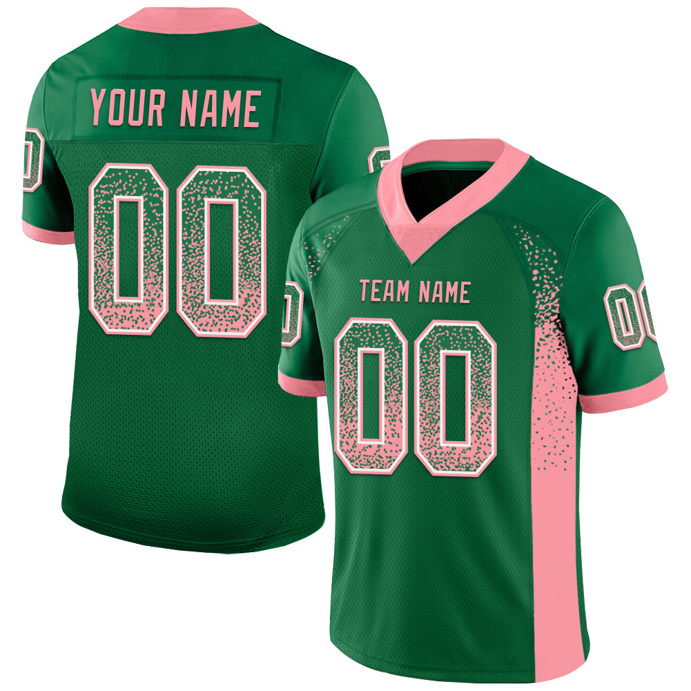 Custom Name and Number Personalized Fashion Football Jersey in Kelly Green with Pink-White Mesh, Medium Size Personalized