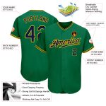Personalized Authentic Baseball Jersey in Kelly Green with Navy-Gold Trim Personalized Kelly Green Navy-Gold Authentic Baseball