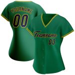 Custom Name and Number Baseball Jersey in Kelly Green with Navy-Gold Theme - Authentic Team Apparel Personalized Kelly Green