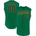 Custom Personalized Baseball Jersey with Name and Number - Kelly Green Navy-Gold Sleeveless Authentic Design Personalized