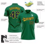 Custom Team Name Number Performance Vapor Golf Polo Shirt Kelly Green Navy Yellow Personalized Kelly Green Navy-Yellow Performance