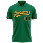 Custom Team Name Number Performance Vapor Golf Polo Shirt Kelly Green Navy Yellow Personalized Kelly Green Navy-Yellow Performance