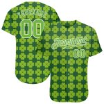 Custom St. Patricks Day Baseball Jersey - Personalized 3D Kelly Green Neon Design with Name & Number Personalized Kelly Green