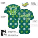Personalized St. Patricks Day Baseball Jersey - Kelly Green Neon Green White 3D Pattern Design Personalized Kelly Green Neon