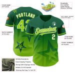 Personalized Gradient 3D Pattern Twinkle Star Baseball Jersey in Kelly Green and White with Custom Name and Number Personalized