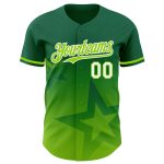 Personalized Gradient 3D Pattern Twinkle Star Baseball Jersey in Kelly Green and White with Custom Name and Number Personalized
