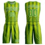 Custom Name and Number Basketball Jersey - Personalized Neon Green Round Neck Sublimation Suit in Kelly Green and White Personalized