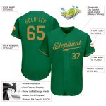 Custom Name and Number Personalized Baseball Jersey in Kelly Green and Old Gold - Authentic Team Apparel Personalized Kelly