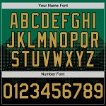 Custom Name and Number Personalized Baseball Jersey with 3D Pattern Design in Kelly Green Old Gold-Black Square Shapes Personalized